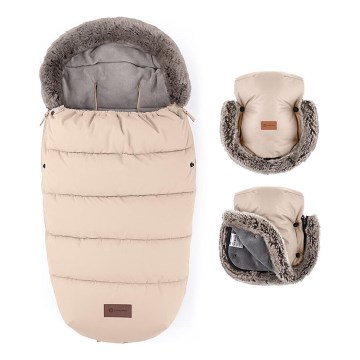 PETITE&MARS - LOT Chancelière pour bébé 4en1 COMFY + cache-mains pour poussette FURRY Rose Petal