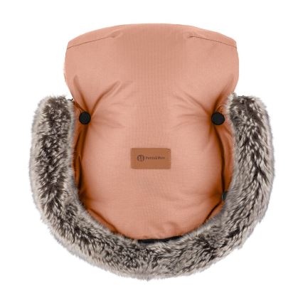 PETITE&MARS - LOT Chancelière pour bébé 4en1 COMFY + cache-mains pour poussette FURRY Pastel Peach