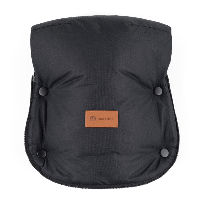 PETITE&MARS - SET Kinder voetenzak 4-in-1 COMFY Stylish Beauty + handmoffen voor kinderwagen FURRY Forever Black