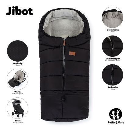 PETITE&MARS - SET Baby Trappelzak 3in1 JIBOT + handwarmers voor een Kinderwagen JASIE grijs