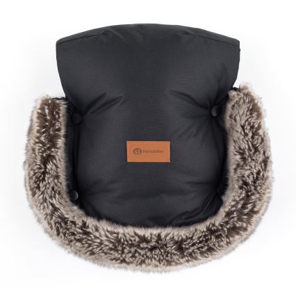 PETITE&MARS - SET Baby voetenzak 4in1 ARCTIC + stroller hand muffs FURRY Forever Black