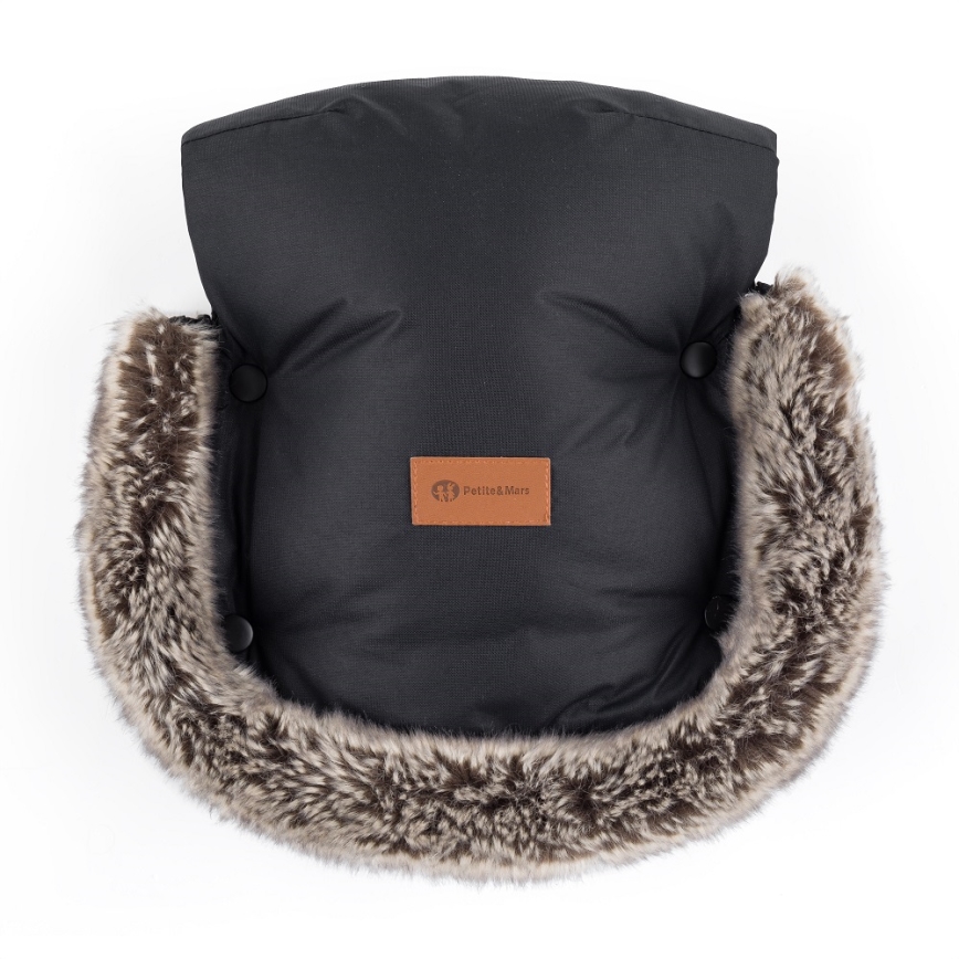 PETITE&MARS - SET Baby voetenzak 4in1 ARCTIC + stroller hand muffs FURRY Forever Black