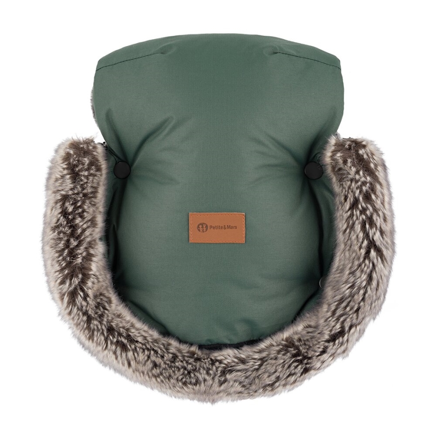 PETITE&MARS - SET Baby voetenzak 4in1 ARCTIC + stroller hand muffs FURRY Veritable Khaki