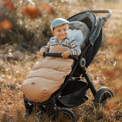 PETITE&MARS - SET Baby voetenzak 4in1 COMFY + stroller hand muffs FURRY Elegant Caramel