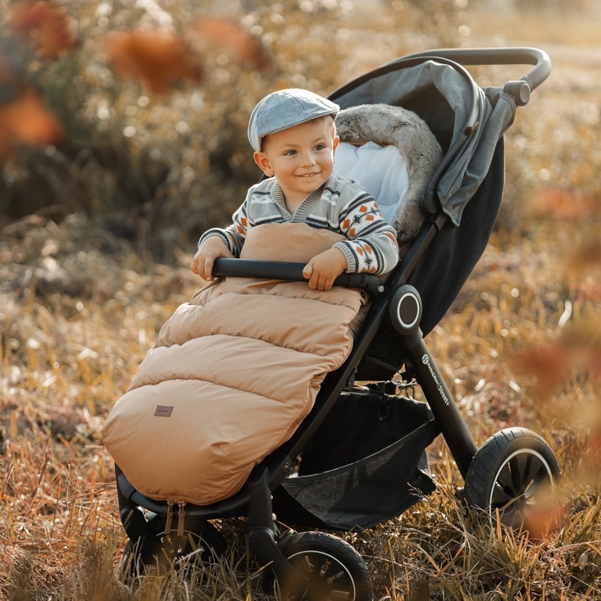 PETITE&MARS - SET Baby voetenzak 4in1 COMFY + stroller hand muffs FURRY Elegant Caramel