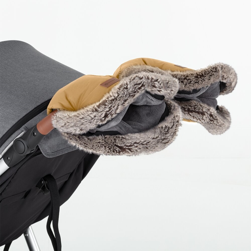 PETITE&MARS - SET Baby voetenzak 4in1 COMFY + stroller hand muffs FURRY Elegant Caramel