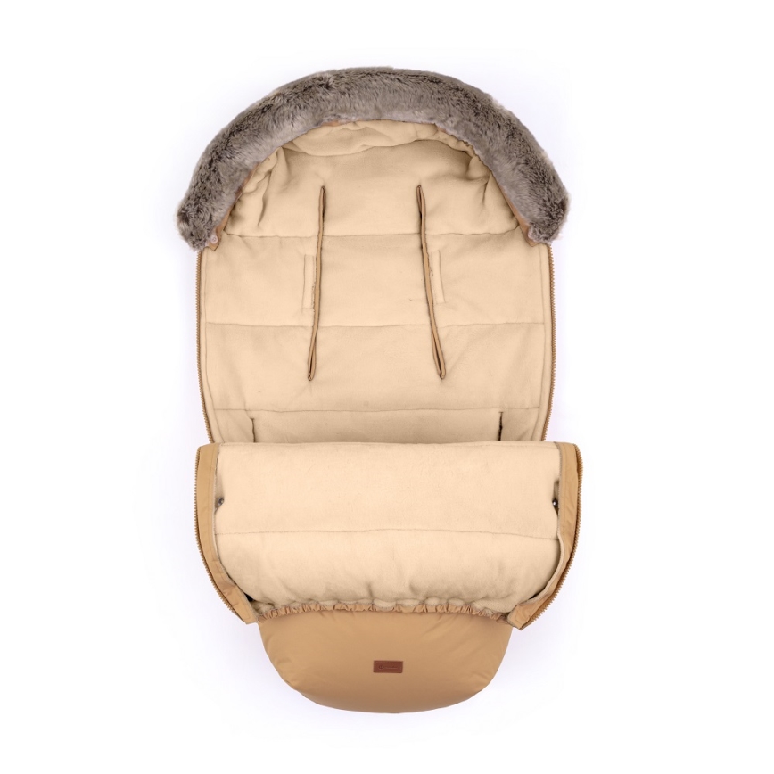 PETITE&MARS - SET Baby voetenzak 4in1 COMFY + stroller hand muffs FURRY Elegant Caramel
