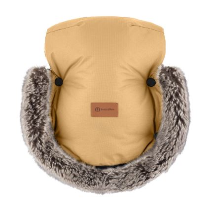 PETITE&MARS - SET Baby voetenzak 4in1 COMFY + stroller hand muffs FURRY Elegant Caramel