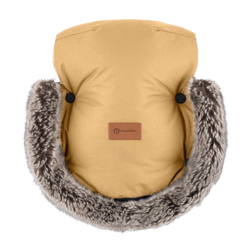 PETITE&MARS - SET Baby voetenzak 4in1 COMFY + stroller hand muffs FURRY Elegant Caramel
