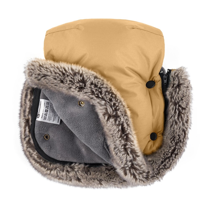 PETITE&MARS - SET Baby voetenzak 4in1 COMFY + stroller hand muffs FURRY Elegant Caramel