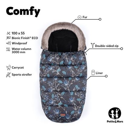 PETITE&MARS - SET Baby voetenzak 4in1 COMFY + stroller hand muffs FURRY Elegant Caramel