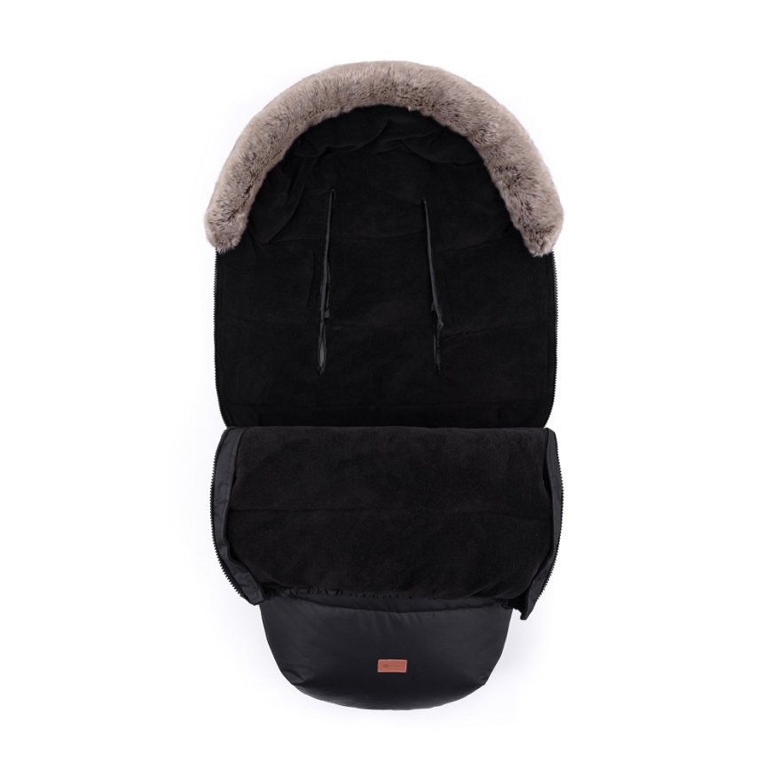 PETITE&MARS - SET Baby voetenzak 4in1 COMFY + stroller hand muffs FURRY Forever Black