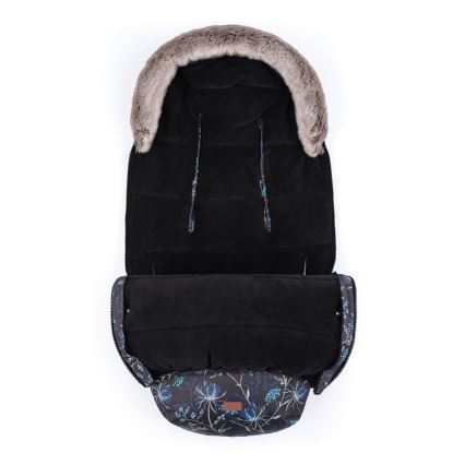 PETITE&MARS - SET Baby voetenzak 4in1 COMFY Stylish Beauty + stroller hand muffs FURRY Forever Black