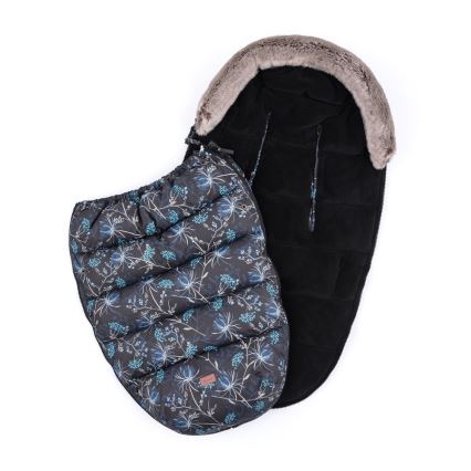 PETITE&MARS - SET Baby voetenzak 4in1 COMFY Stylish Beauty + stroller hand muffs FURRY Forever Black