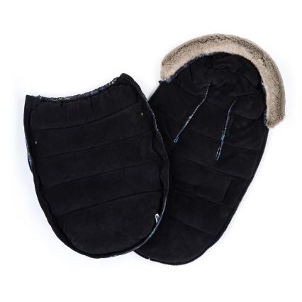PETITE&MARS - SET Baby voetenzak 4in1 COMFY Stylish Beauty + stroller hand muffs FURRY Forever Black