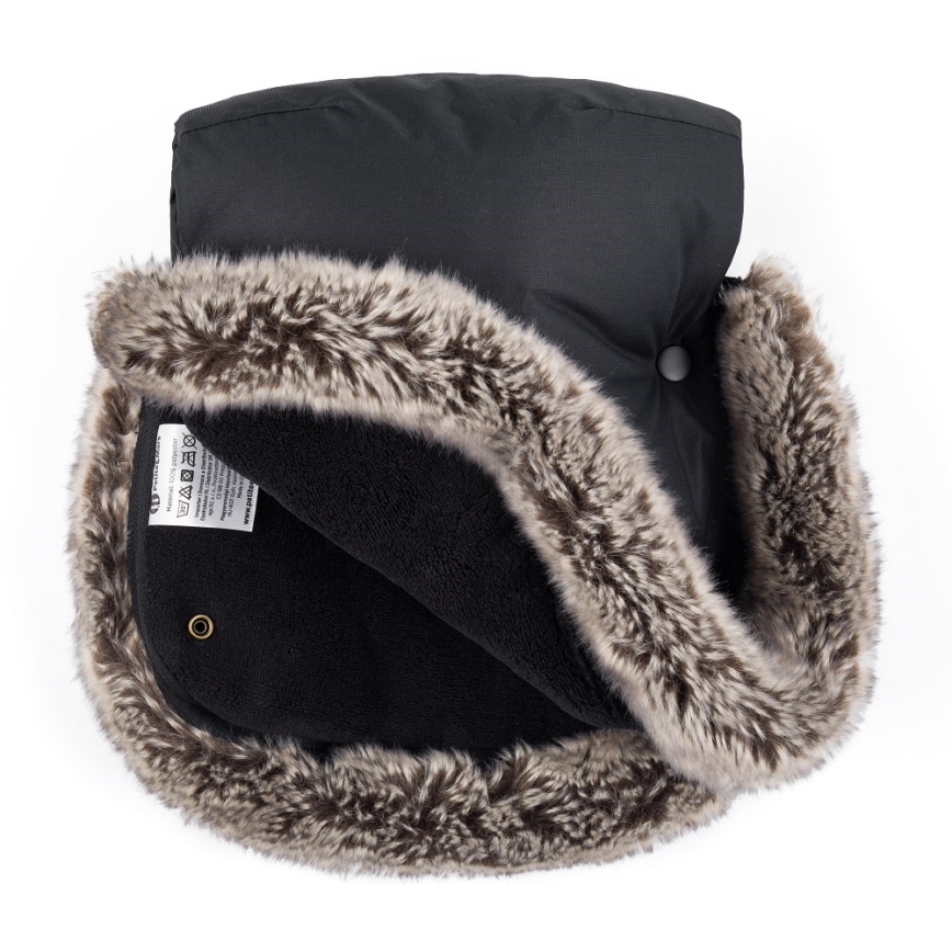 PETITE&MARS - SET Baby voetenzak 4in1 COMFY Stylish Beauty + stroller hand muffs FURRY Forever Black