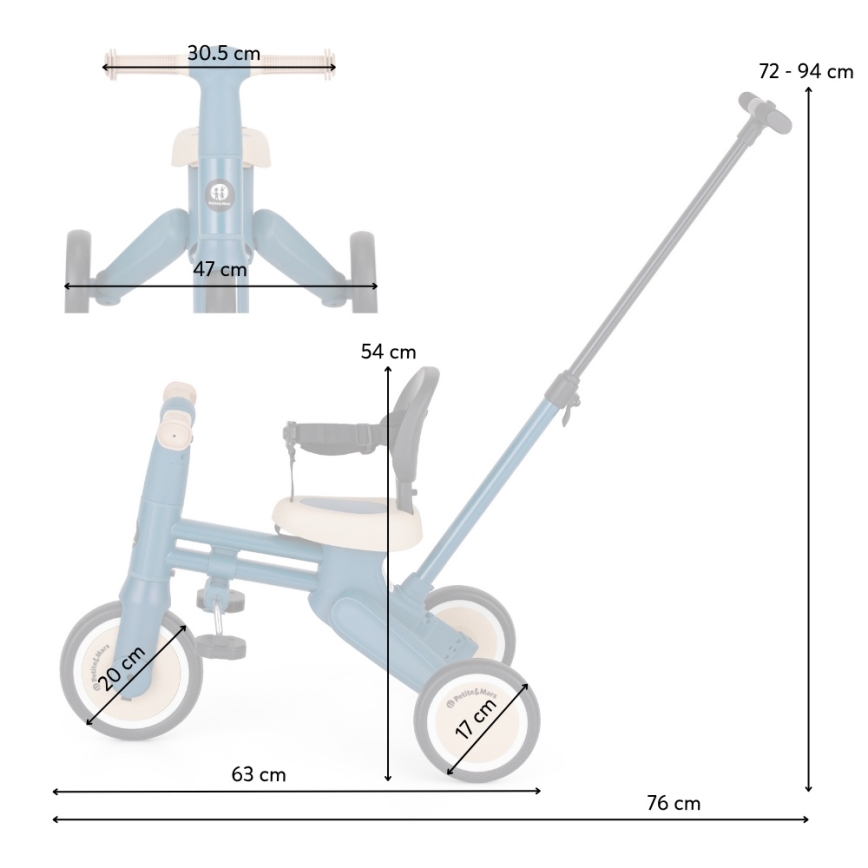 PETITE&MARS - Tricycle 4 en 1 pour enfants DRIFT Misty Green