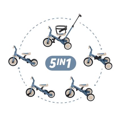 PETITE&MARS - Tricycle enfant 5en1 TURBO Bleu océan