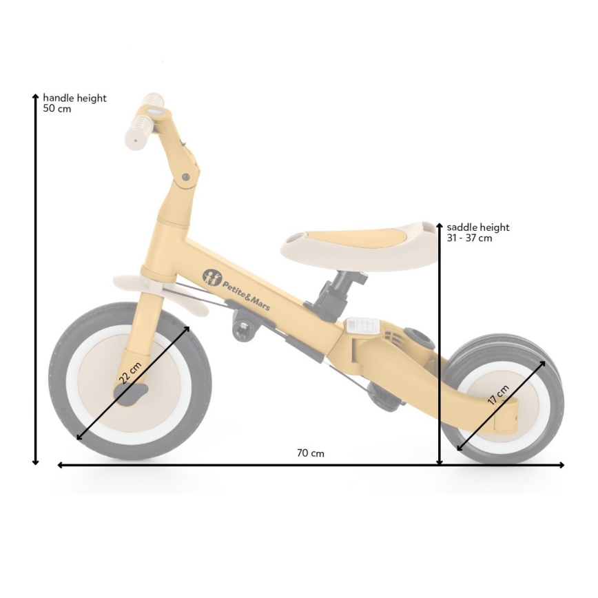 PETITE&MARS - Tricycle enfant 5en1 TURBO Bleu océan