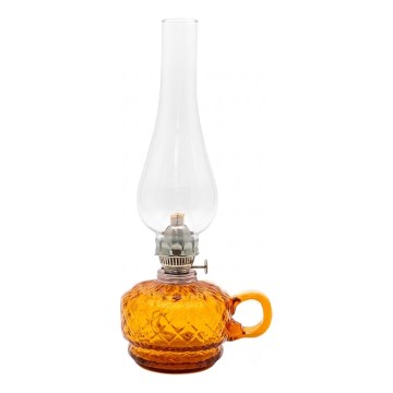 Petroleumlamp MONIKA 34 cm, amber geruit