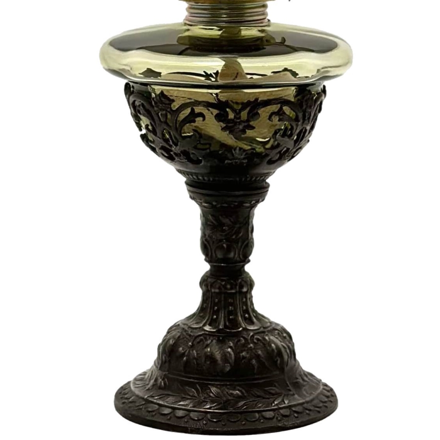 Petroleumlamp RŮŽENA 50 cm bosgroen versierd met tin