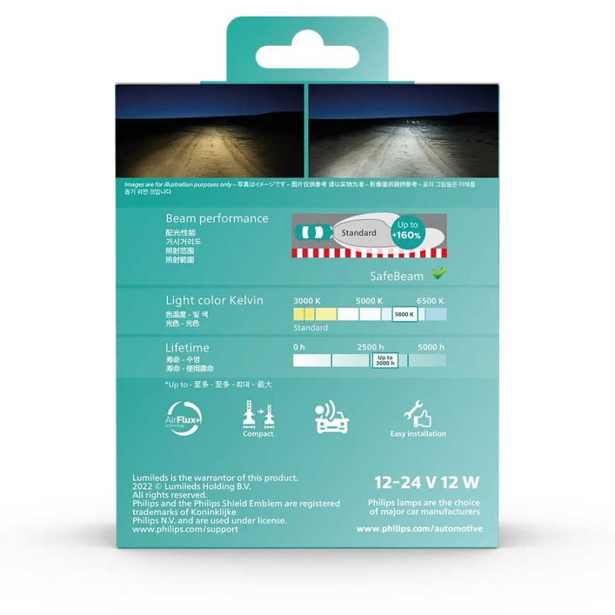 Philips 11342U51X2 - SET 2x LED Autolamp Ultinon Pro5100 H4 P43t-38/12W/12/24V 5800K