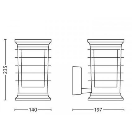 Philips 15280/54/PN - Applique murale extérieure MyGarden PATIO 1xE27/60W/230V IP44