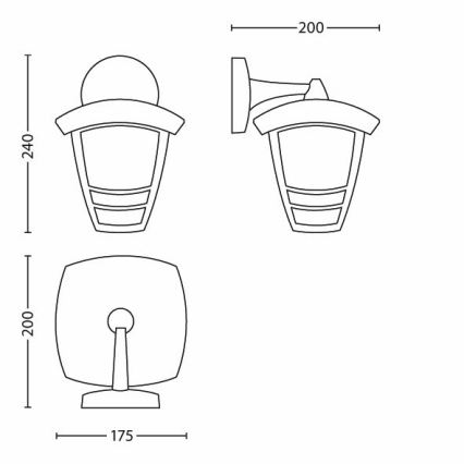 Philips 15381/31/16 - Buiten wandlamp CREEK 1xE27/60W/230V IP44