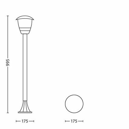 Philips 15383/30/16 - Buitenlamp MYGARDEN CREEK 1xE27/60W/230V zwart IP44