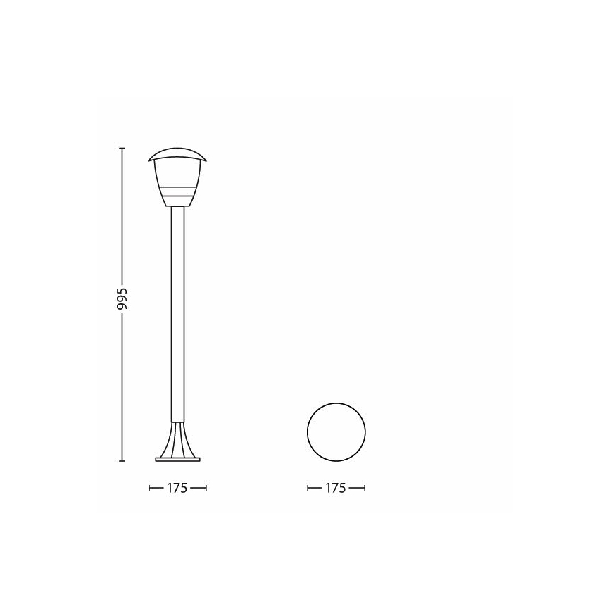 Philips 15383/30/16 - Lampadaire extérieur MYGARDEN CREEK 1xE27/60W/230V noir IP44