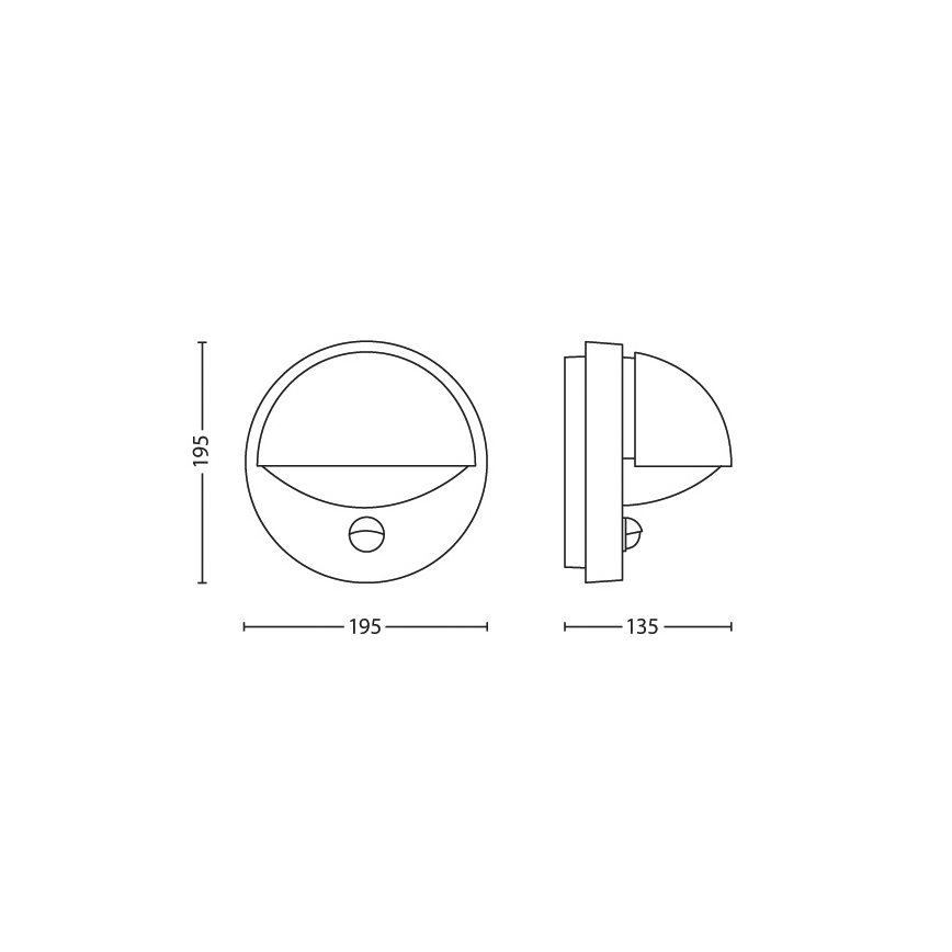 Philips - Wand Lamp voor Buiten met Sensor E27/12W IP44
