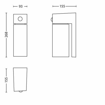 Philips 16943/93/16 - Luminaire extérieur avec capteur MYGARDEN BORDER 1xE27/23W/230V