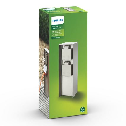 Philips 17108/47/46 - Tuinpaal met stopcontacten MYGARDEN ROCK 230V IP44