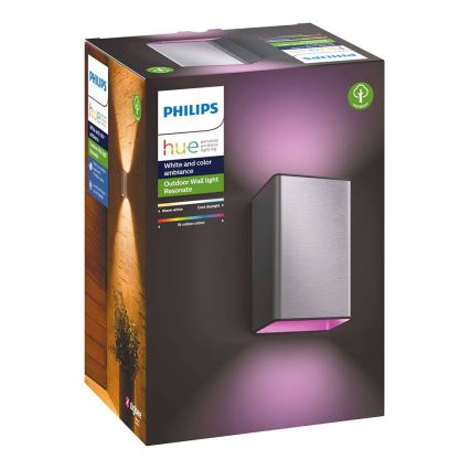 LED RGBW Dimbare wandlamp voor buiten Hue RESONATE 2xLED/8W/230V 2000-6500K IP44