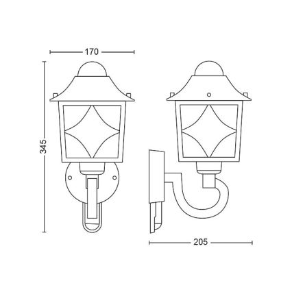 Philips - Applique murale d'extérieur avec détecteur 1xE27/60W/230V IP44