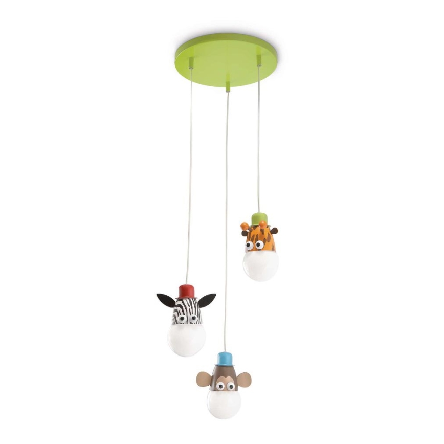 Philips 40594/55/16 - Kinderhanglamp MYKIDSROOM ZOO 3xE27/12W