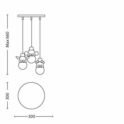 Philips 40594/55/16 - Kinderhanglamp MYKIDSROOM ZOO 3xE27/12W