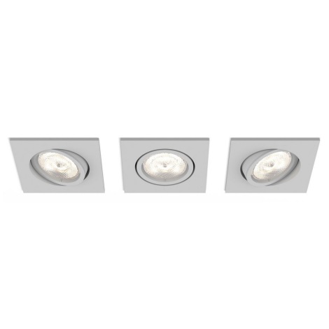 Philips 50123/87 / P0 - 3 Dimbare LED inbouwlampen CASEMENT 3xLED / 4,5W / 230V