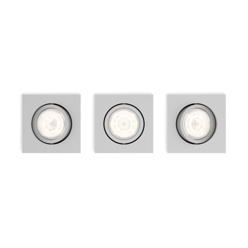Philips 50123/87 / P0 - 3 Dimbare LED inbouwlampen CASEMENT 3xLED / 4,5W / 230V