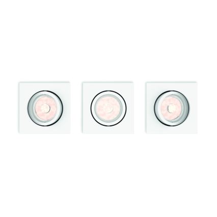 Philips - SET van 3 dimbare LED RGBW inbouwspots 1x GU10/4,8W/230V wit + afstandsbediening