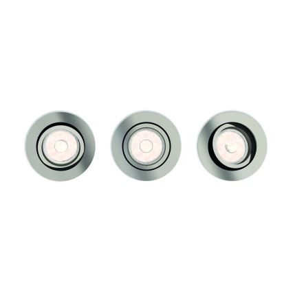 Philips - SET VAN 3 dimbare LED RGBW inbouwspots 1x GU10/4,8W/230V mat chroom + afstandsbediening
