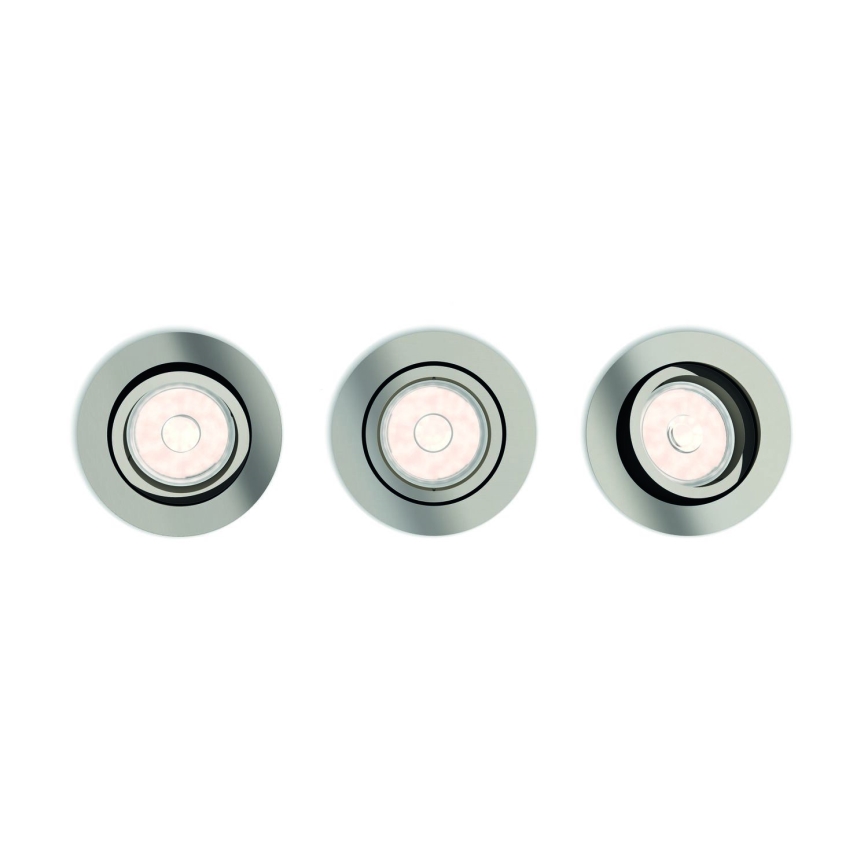 Philips - SET VAN 3 dimbare LED RGBW inbouwspots 1x GU10/4,8W/230V mat chroom + afstandsbediening