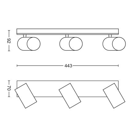 Philips 50593/30/PN - Spot MYLIVING KOSIPO 3xGU10/10W/230V
