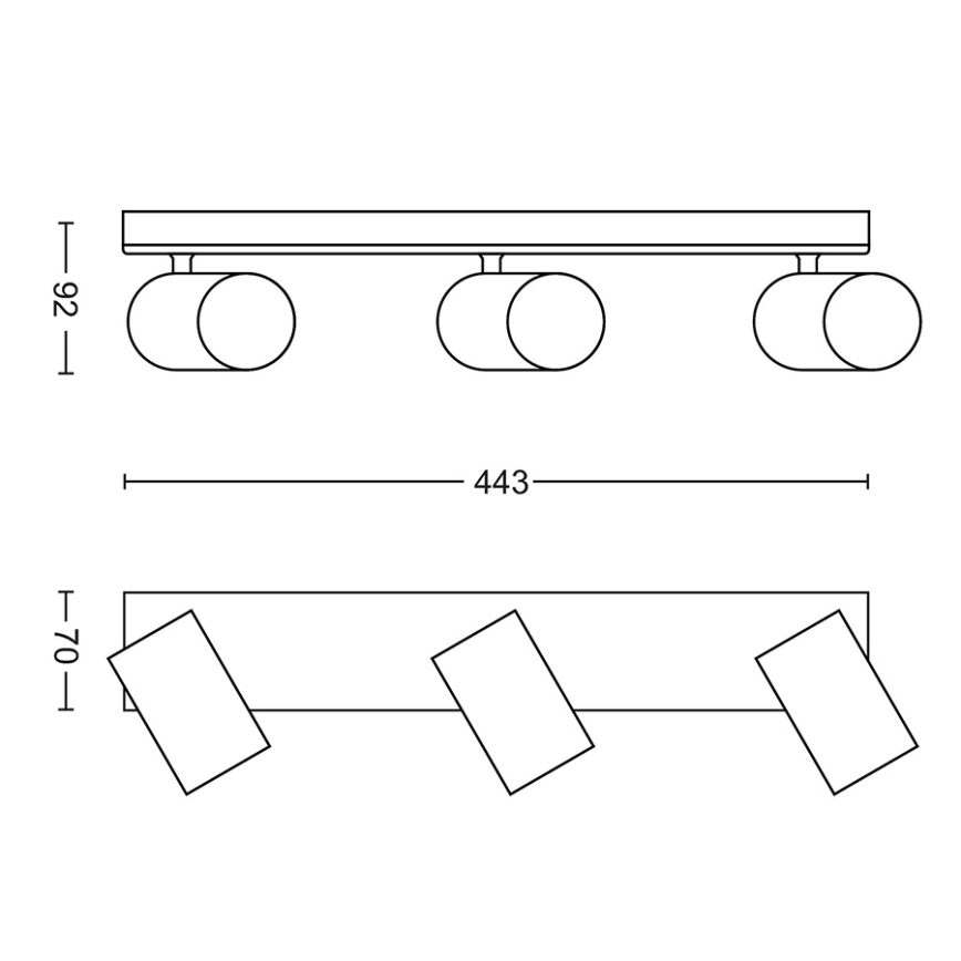 Philips 50593/30/PN - Spot MYLIVING KOSIPO 3xGU10/10W/230V