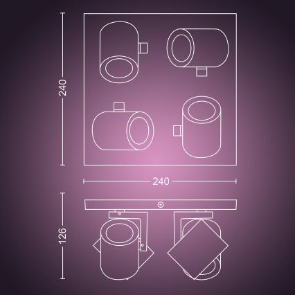 Philips - LED RGBW Spot à intensité variable Hue ARGENA 4xGU10/5,7W/230V