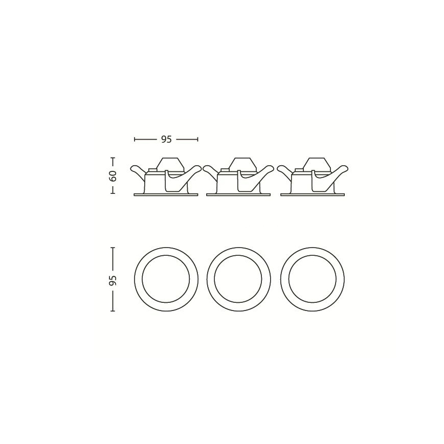 Philips 59100/87/16 - SET 3x LED Inbouwspot MYLIVING SCEPTRUM LED/3W/230V