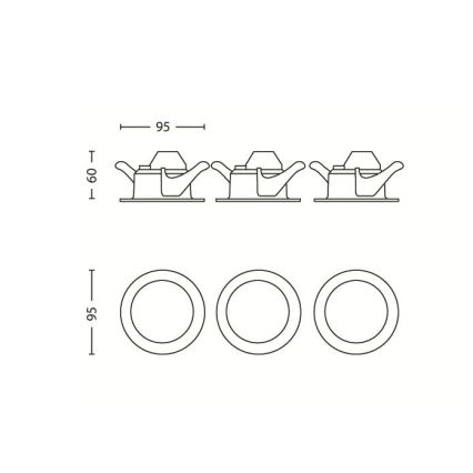 Philips 59100/87/16 - SET 3x Spot LED à encastrer SCEPTRUM LED/3W