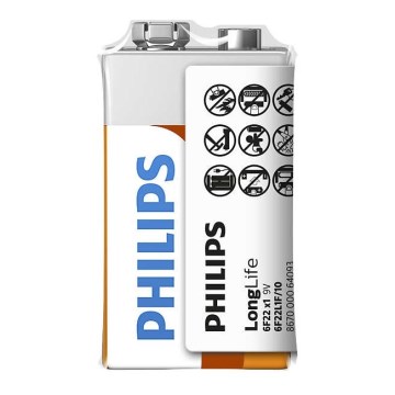 Philips 6F22L1F/10 - Zinkchloride batterij 6F22 LONGLIFE 9V 150mAh