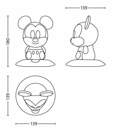 Philips 71709/30/16 -  LED Kinderlamp DISNEY SOFTPAL MICKEY LED/1W/230V