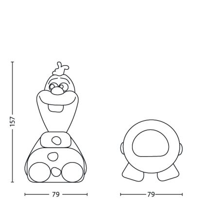 Philips 71768/08/16 - LED Kinderlamp DISNEY FROZEN OLAF LED/0,3W/2xAAA sneeuwman